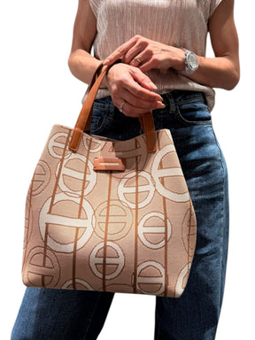 BORBONESE Borsa Lavorazione Jacquard cammello