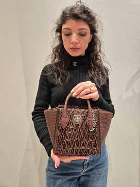 ERMANNO SCERVINO Borsa a tracolla goffrata caffè