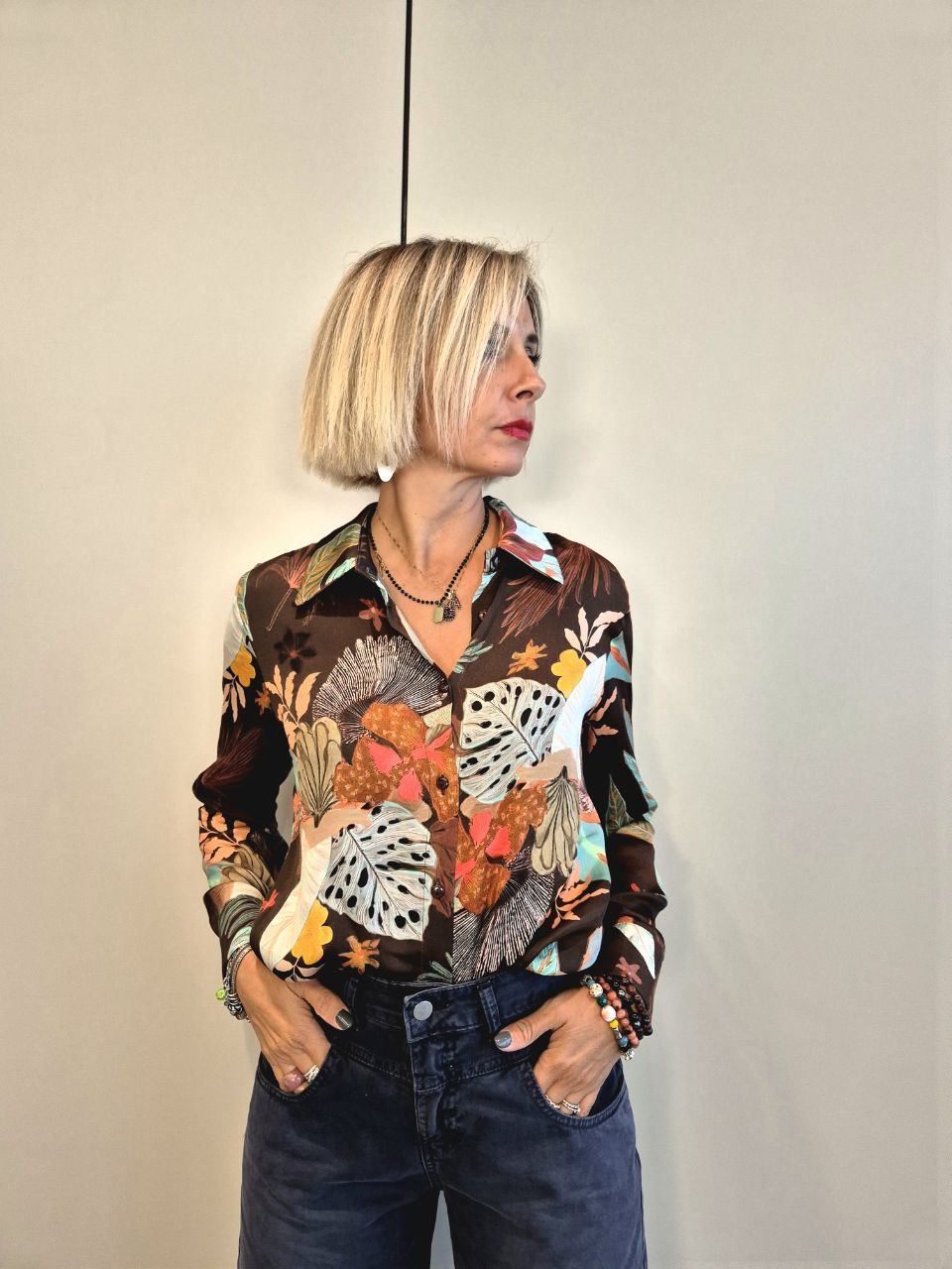 Camicia raso Foliage vari colori
