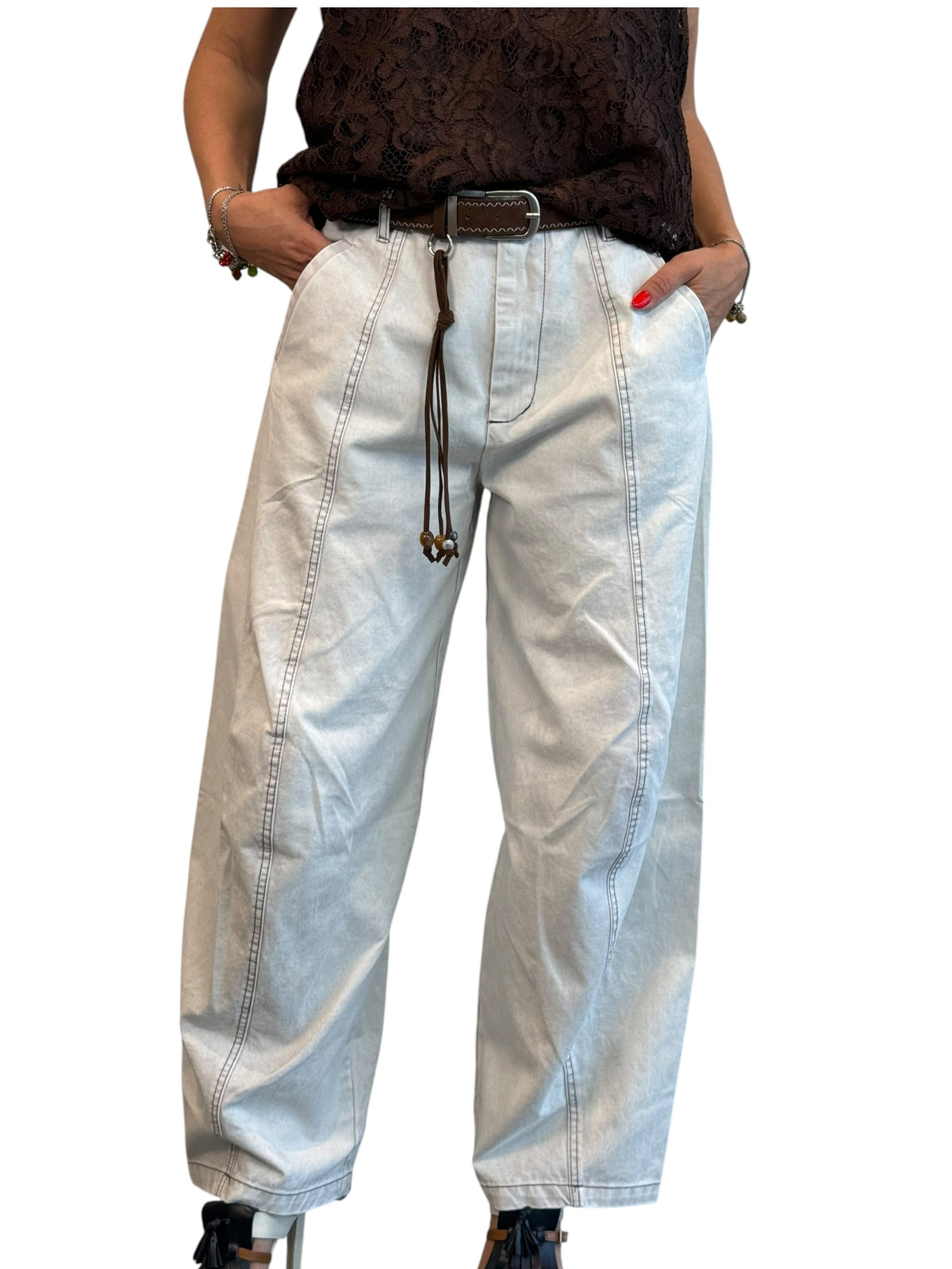 Jeans baloon con cintura inclusa