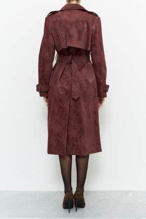 Trench bordeaux scamosciato