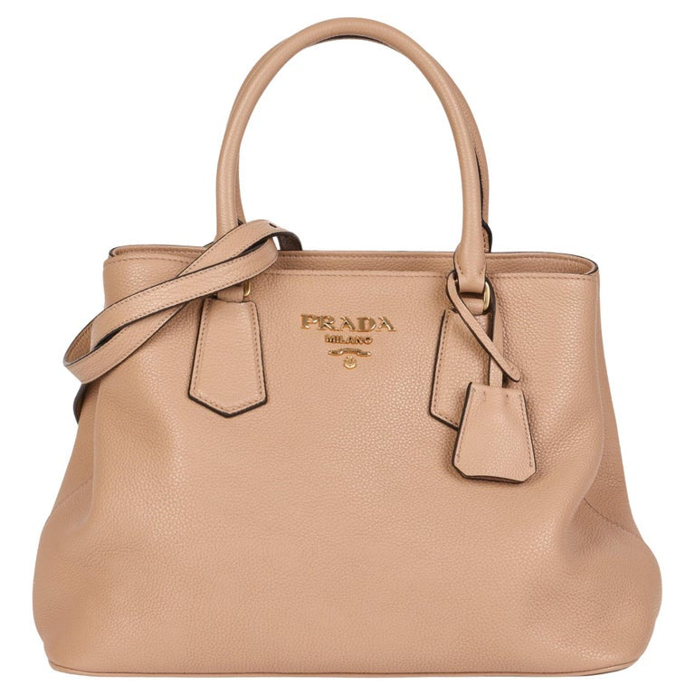 PRADA borsa beige con tracolla pelle martellata