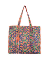 Borsa in tessuto arancio e blu misura grande