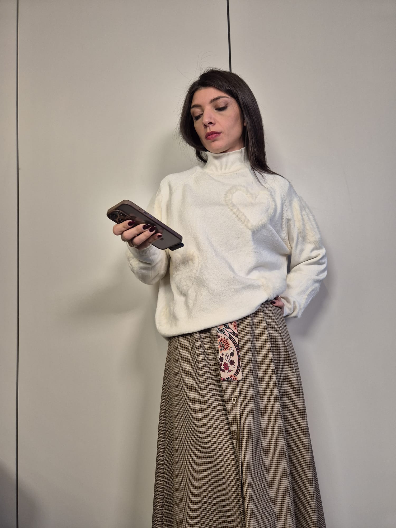 Maglia over cuori pelliccia