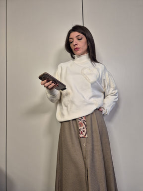 Maglia over cuori pelliccia