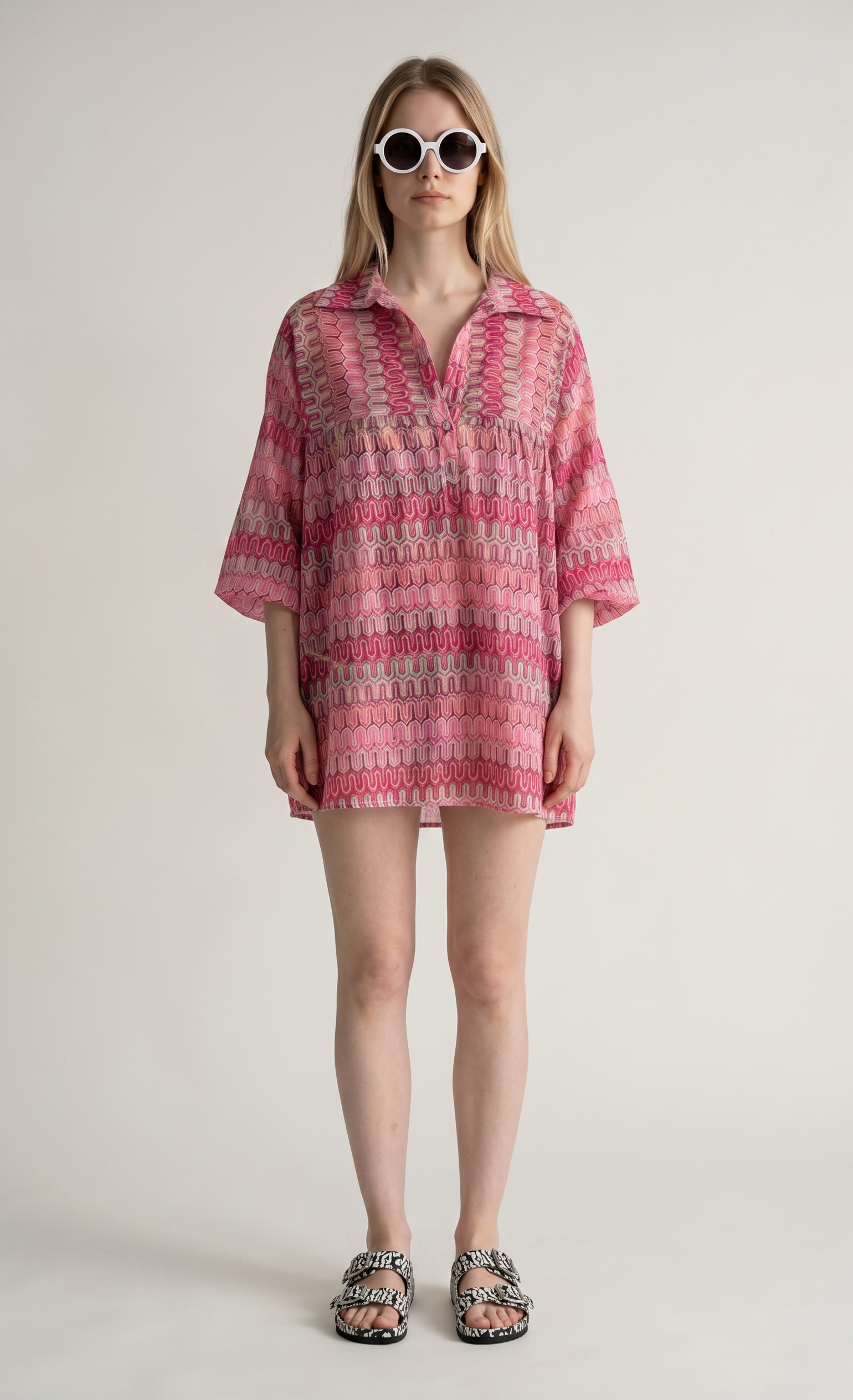 Mini abito zig zag fucsia