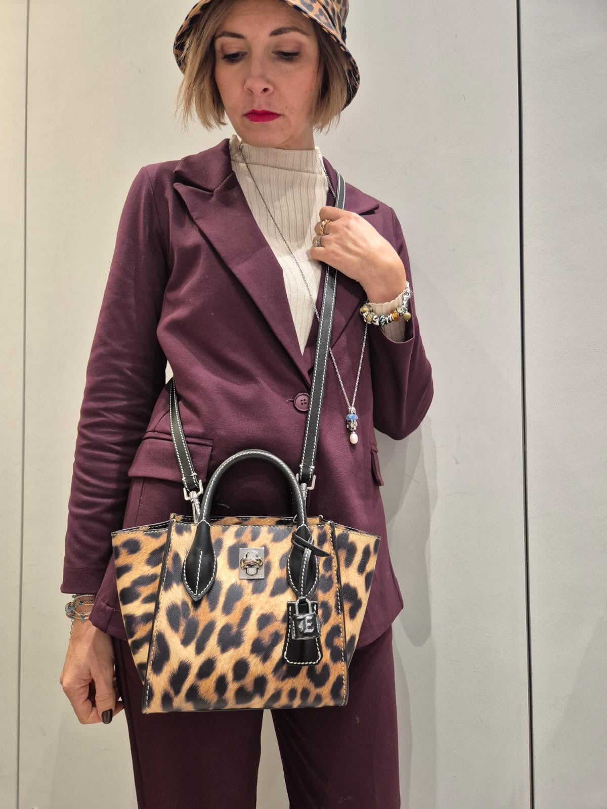 ERMANNO SCERVINO Borsa animalier con lucchetto
