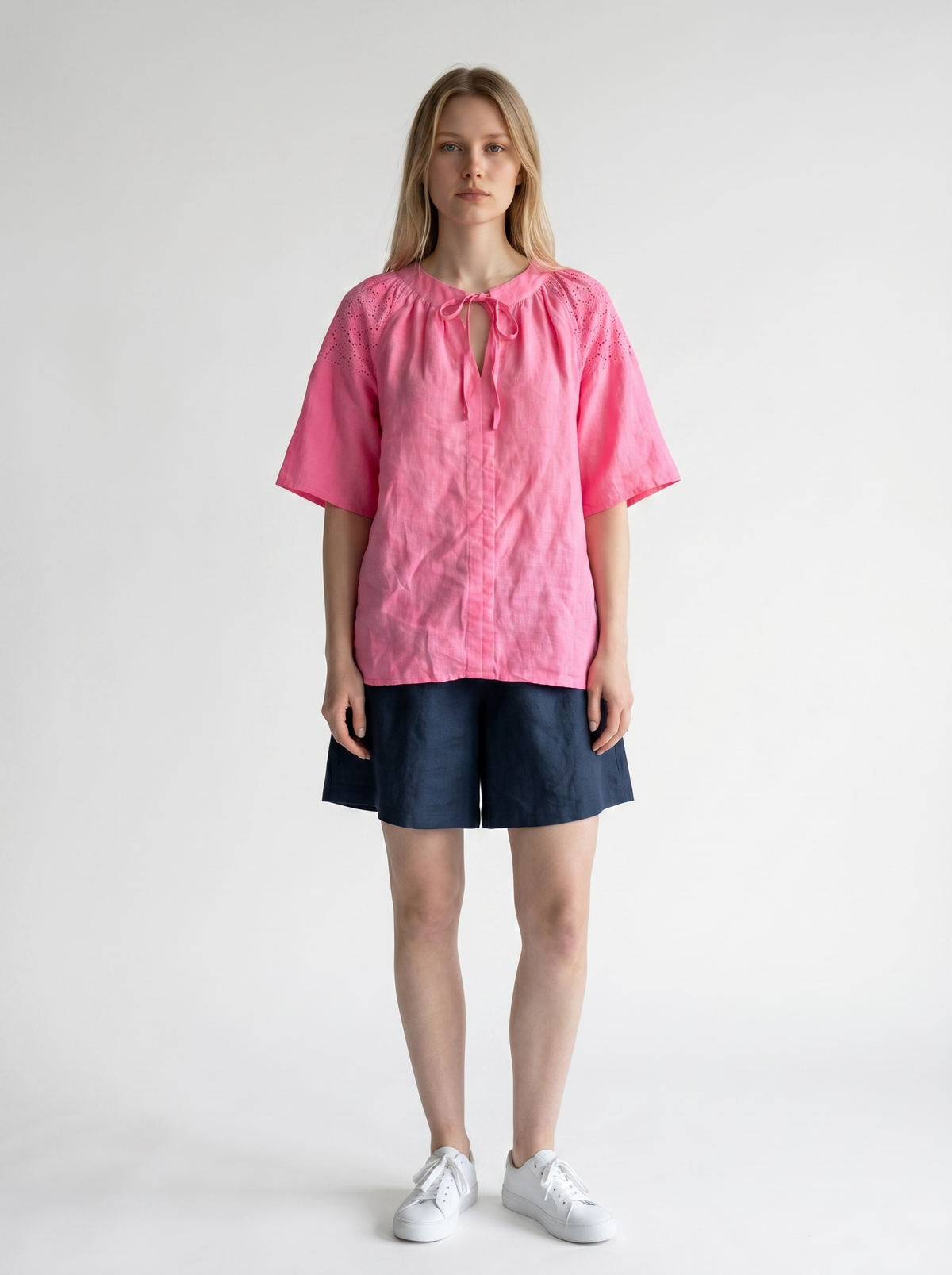 SISLEY Maxi maglia in lino col. Fucsia