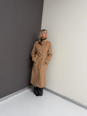 LORO PIANA Cappotto cammello lungo con spacchi