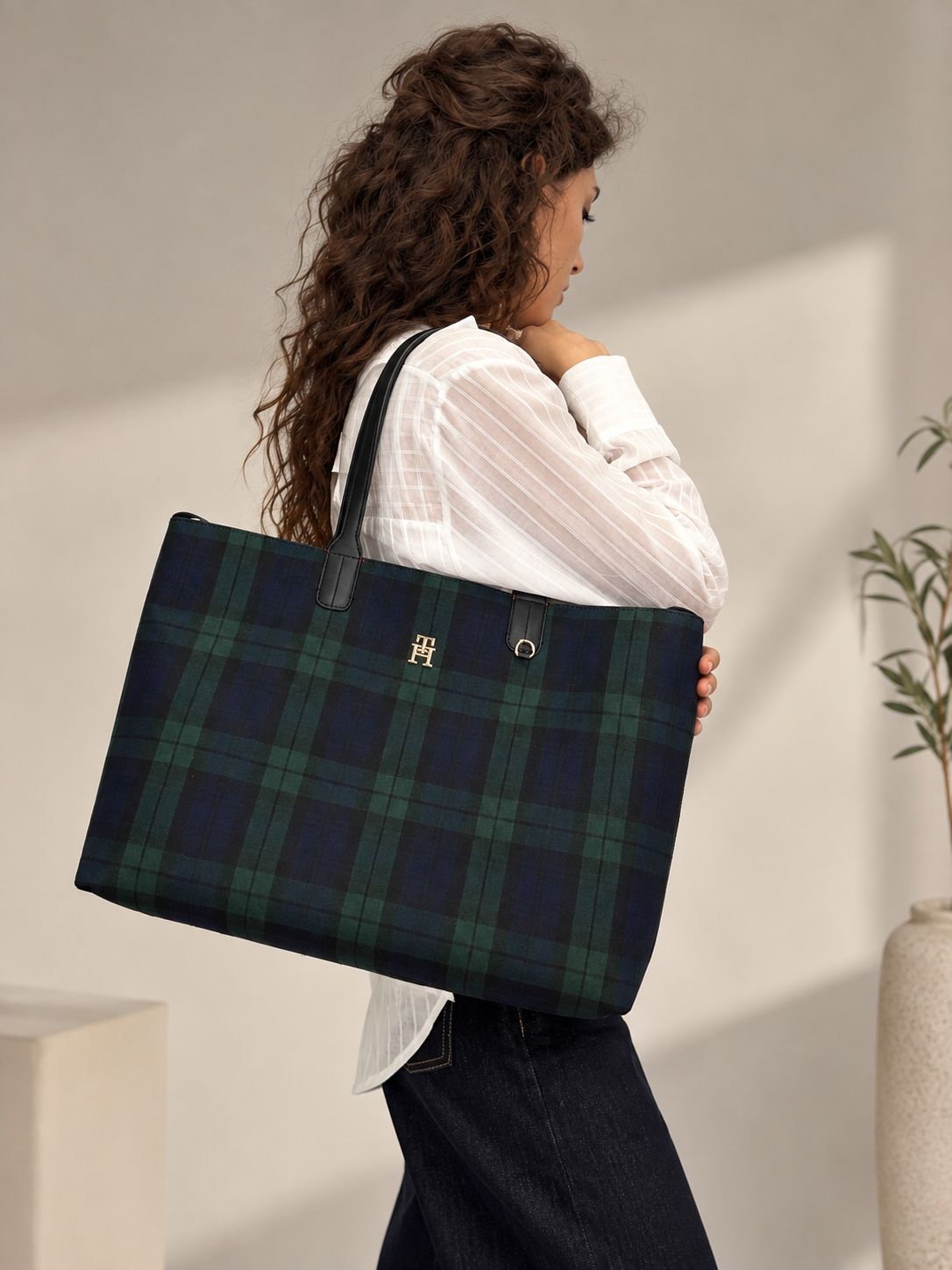 TOMMY HILFIGER shopper grande Check