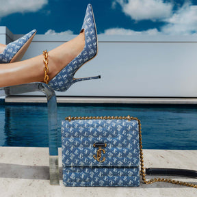 JIMMY CHOO Borsa tracolla denim monogram e pelle