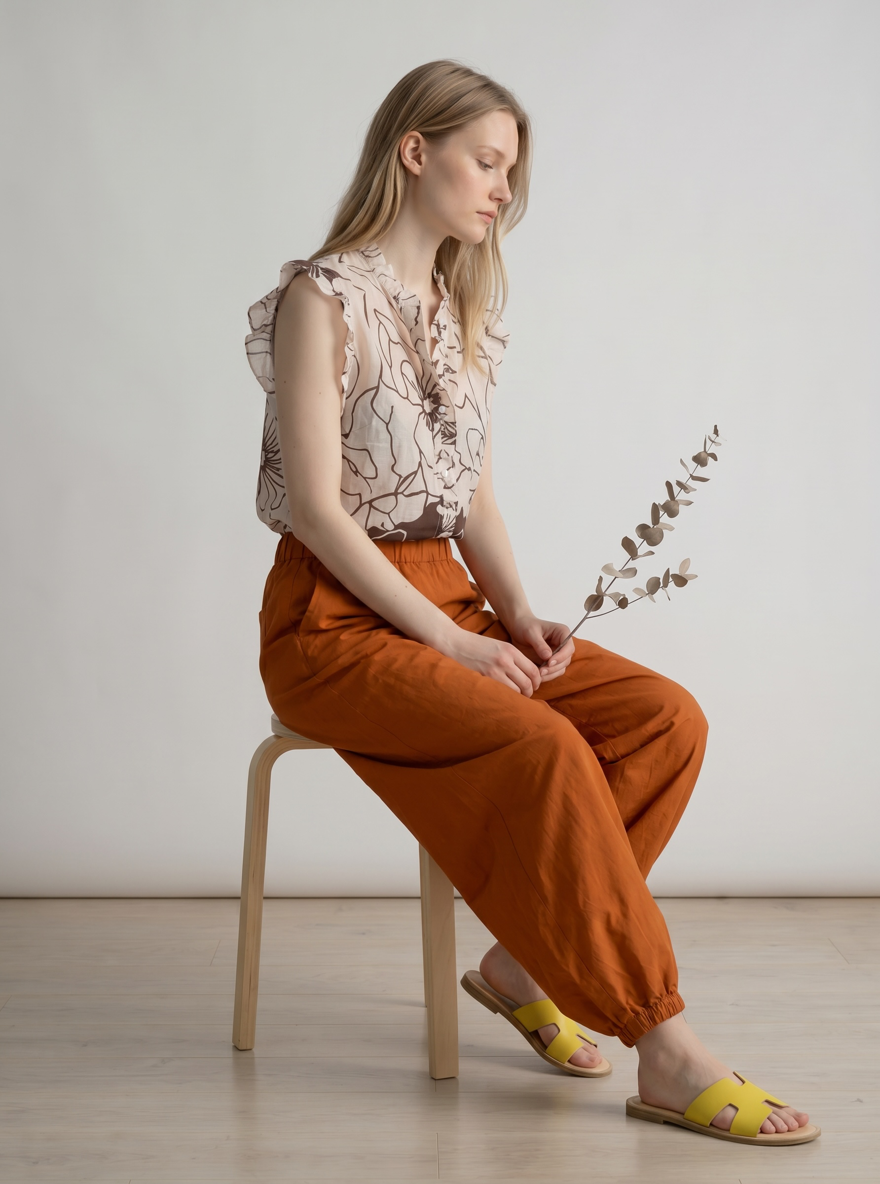 Pantaloni cotone elastico in vita