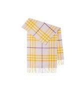 BURBERRY Sciarpa check lilla e senape cashmere