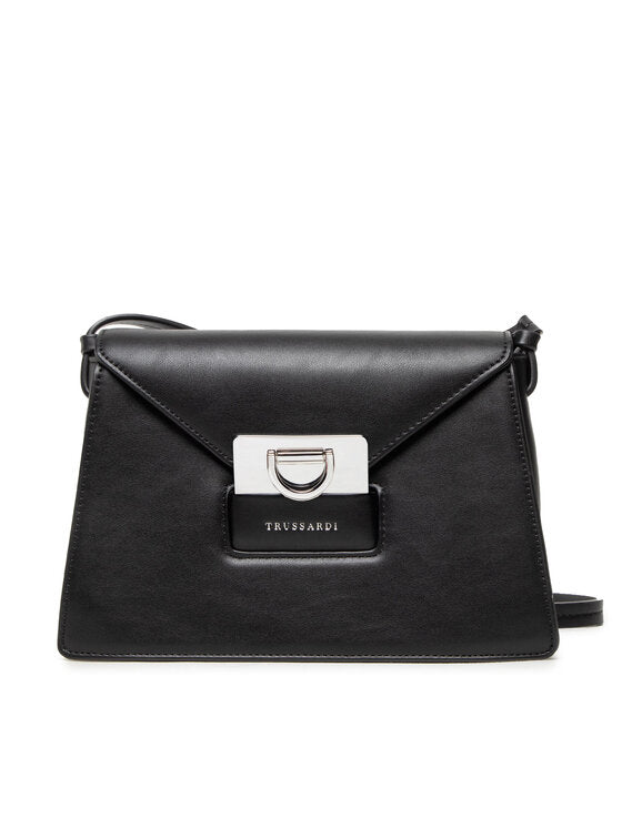 TRUSSARDI Borsa tracolla nera chiusura argento