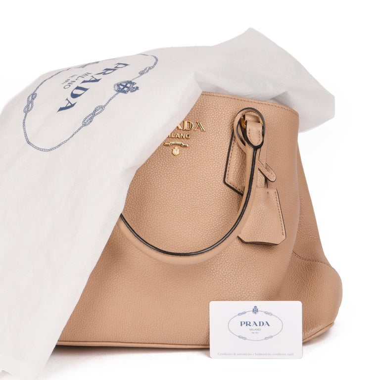 PRADA borsa beige con tracolla pelle martellata