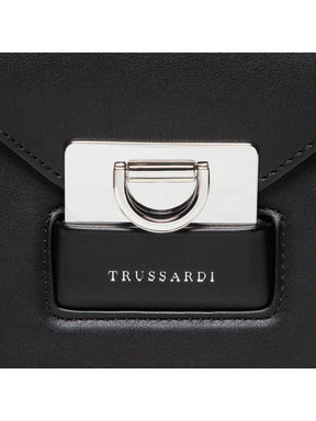 TRUSSARDI Borsa tracolla nera chiusura argento