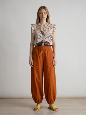 Pantaloni cotone elastico in vita