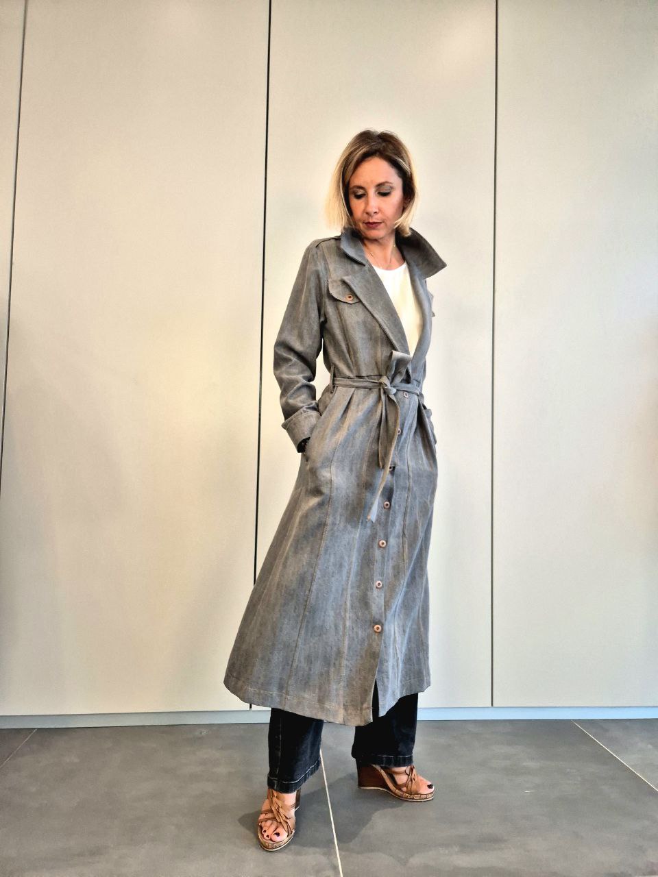 Trench Denim grigio