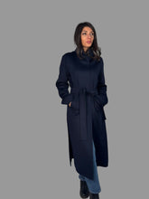 LORO PIANA Cappotto blu lungo con spacchi