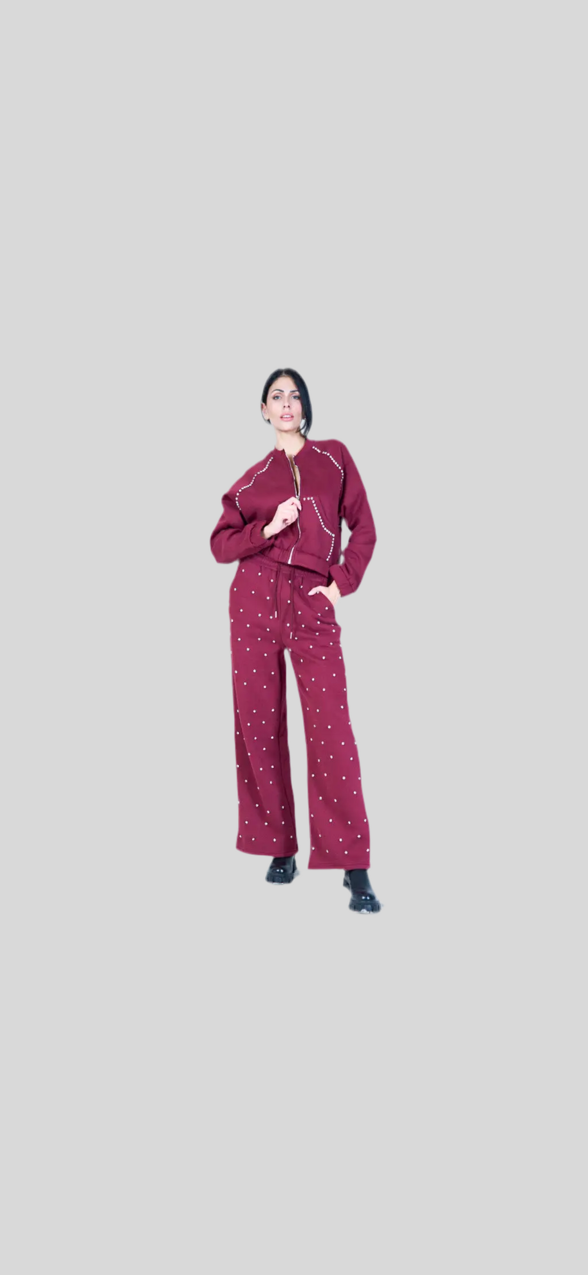 Completo burgundy strass