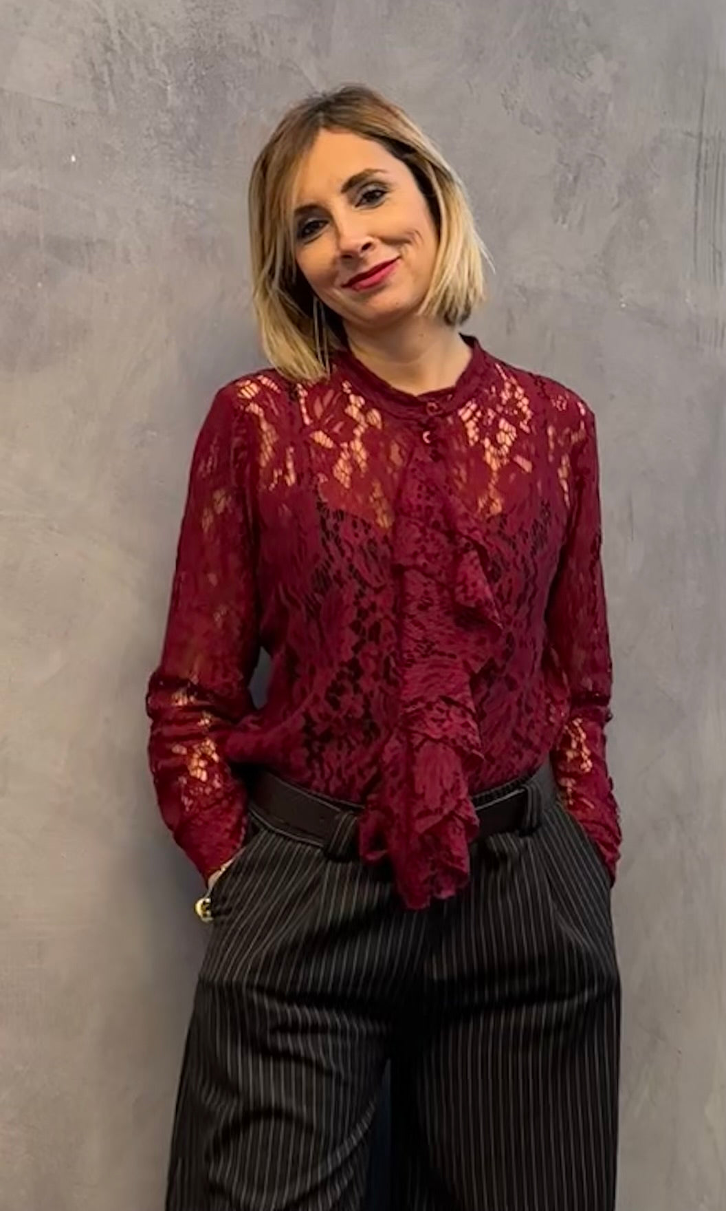 Camicia rouches bordeaux