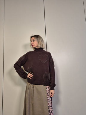 Maglia over cuori pelliccia