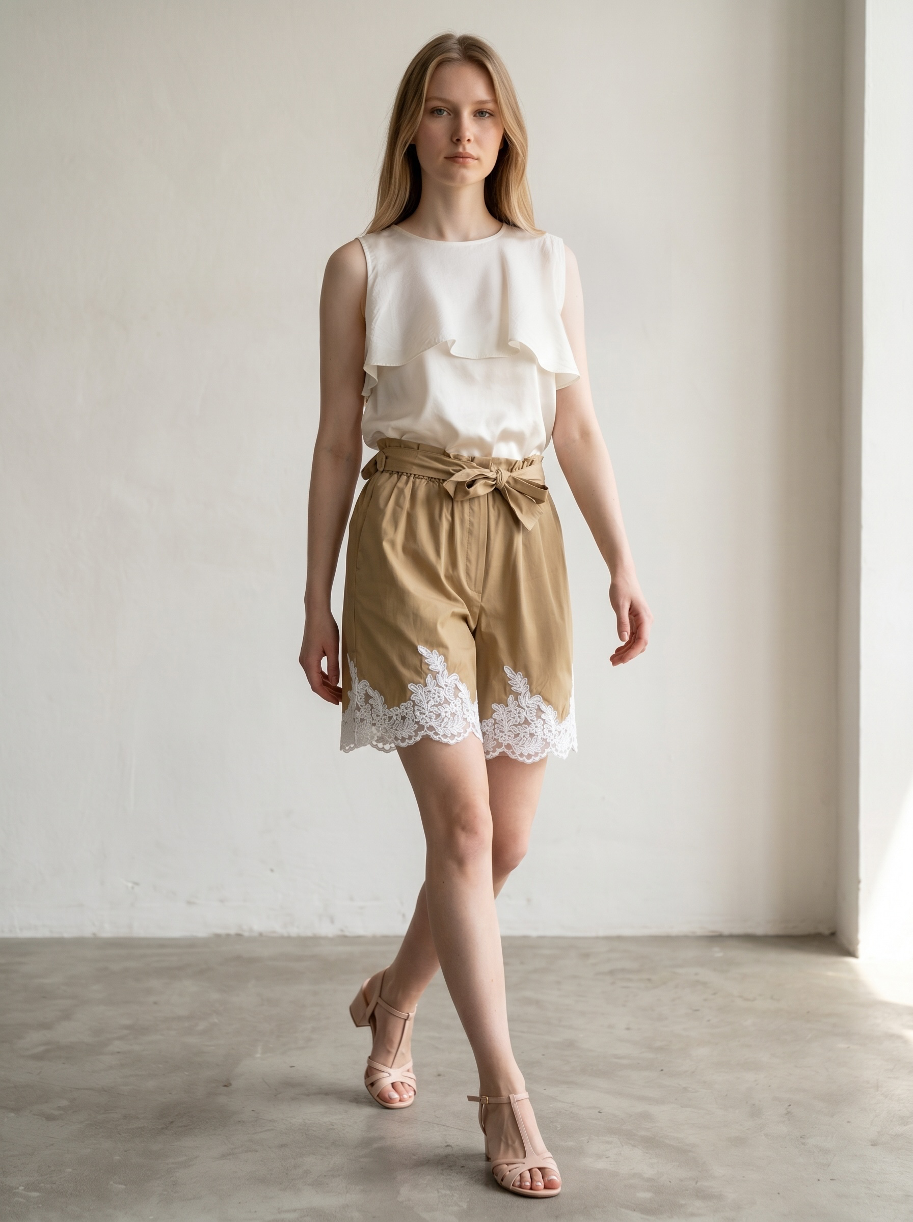 Pantaloncini cotone e pizzo