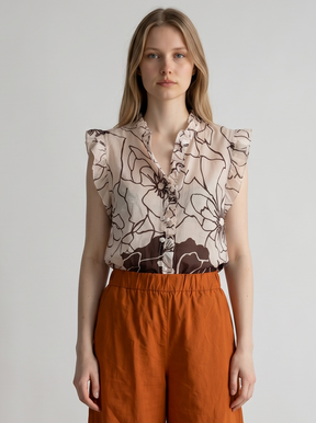 Canotta camicia con stampe e bottoncini