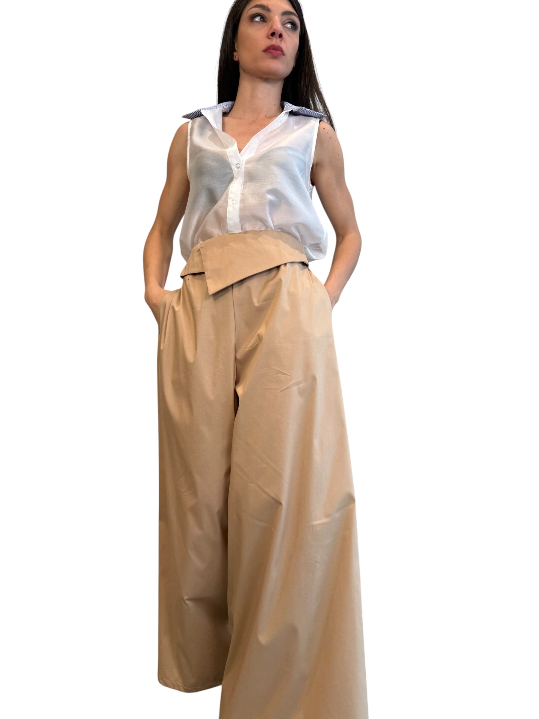 Pantaloni palazzo con patta