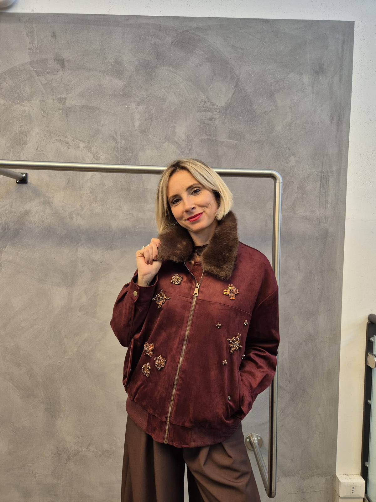 Bomber scamosciato gioiello vari colori