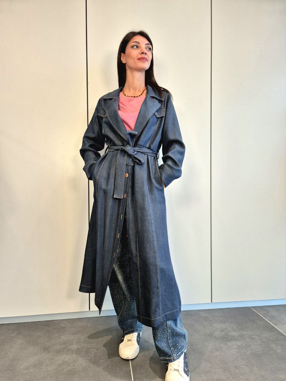 Trench Denim blu