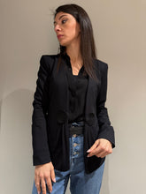 ARMANI Giacca nera con plisset e applicazione