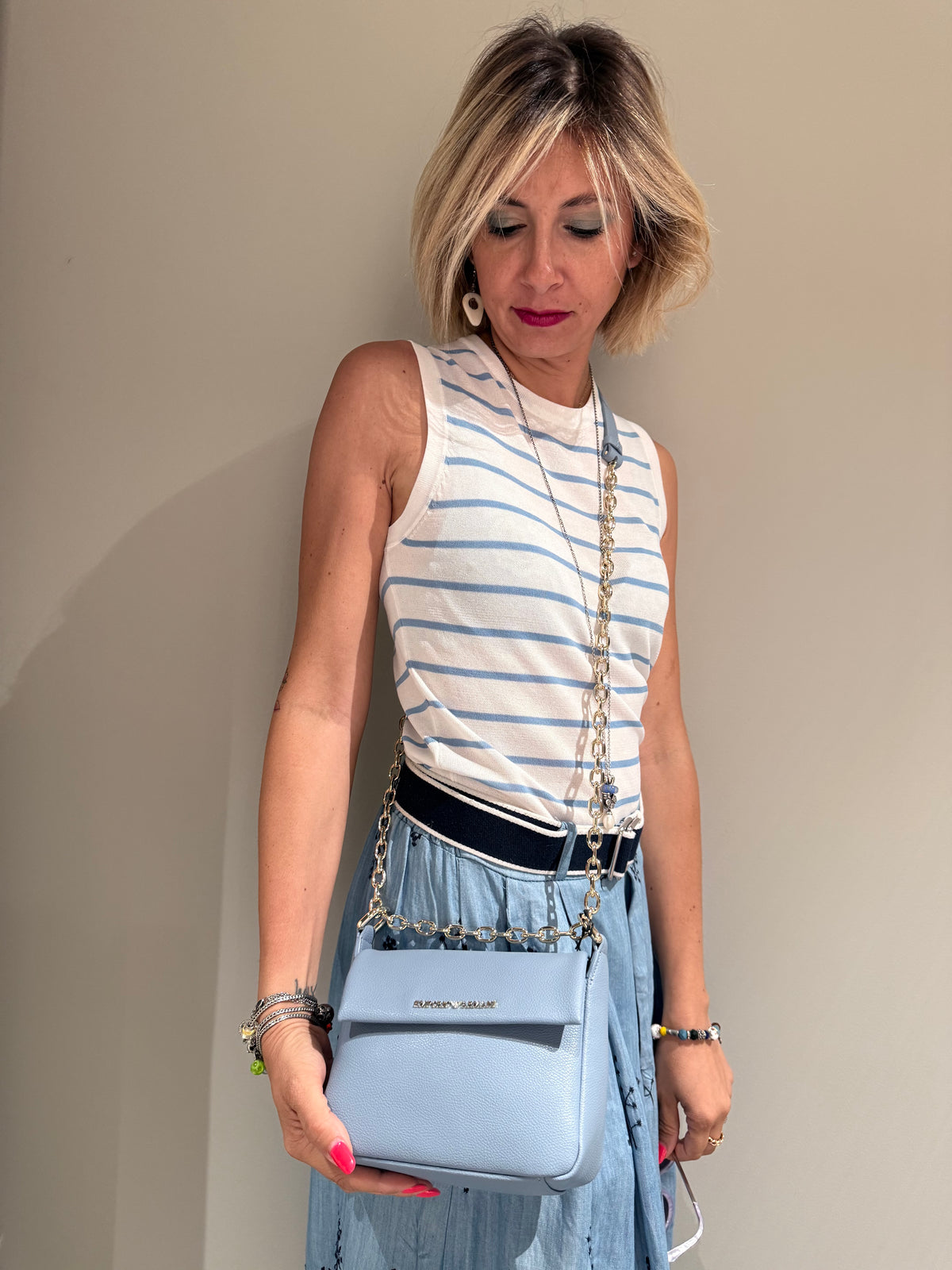 ARMANI tracolla celeste