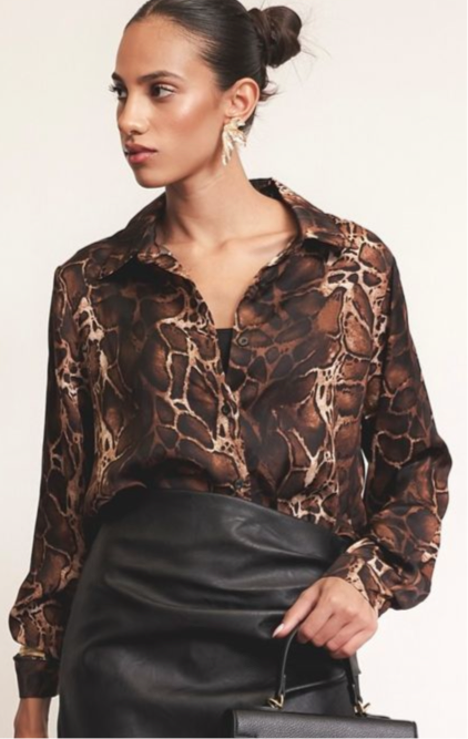 Camicia animalier marrone