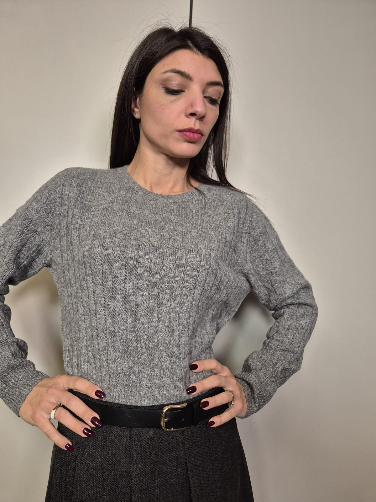 Maglioncino treccia cachemire e lana