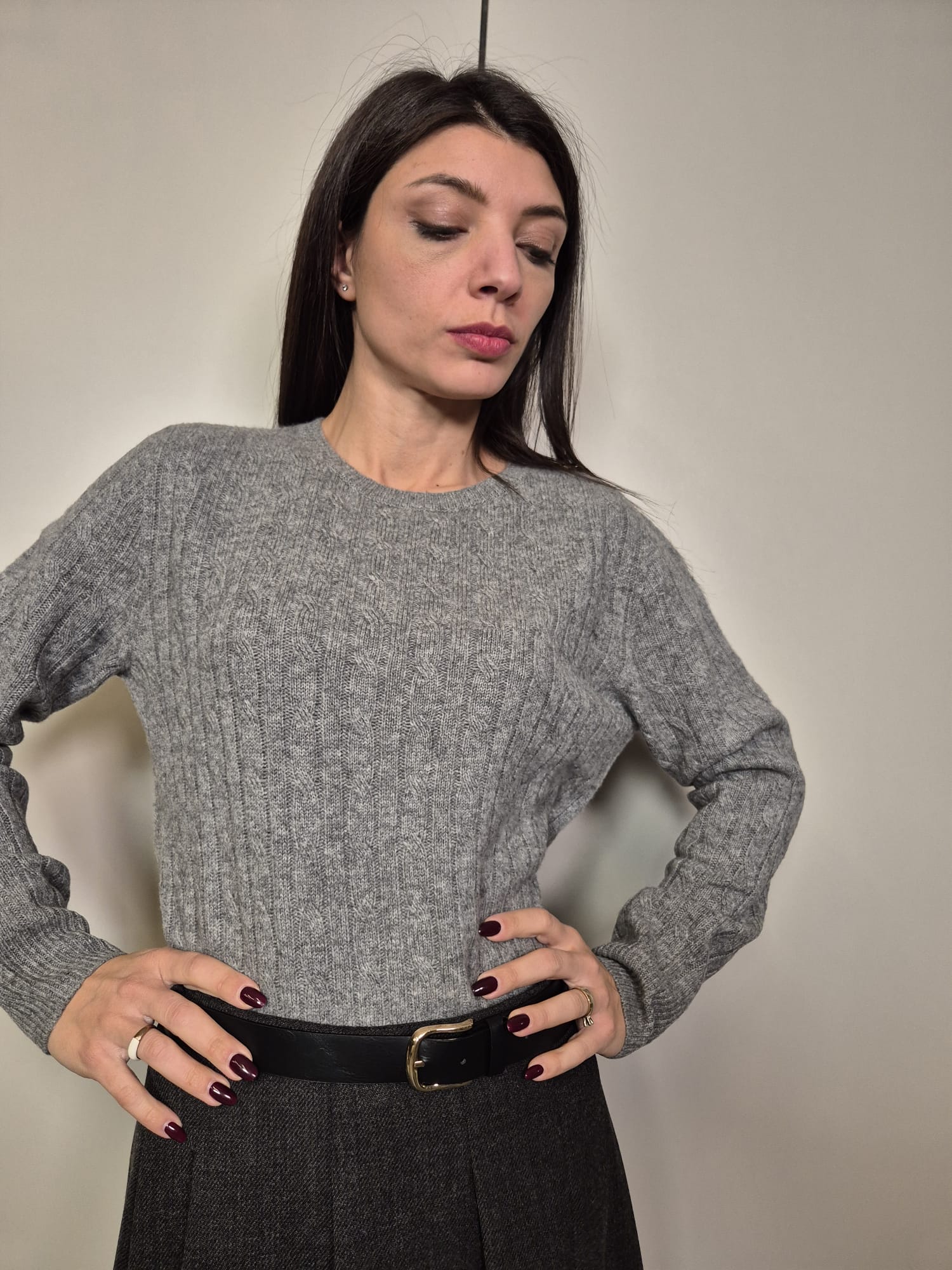 Maglioncino treccia cachemire e lana