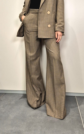 Pantaloni comodi palazzo stampa vichy bordeaux