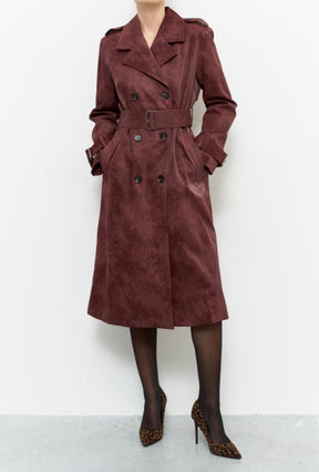 Trench bordeaux scamosciato