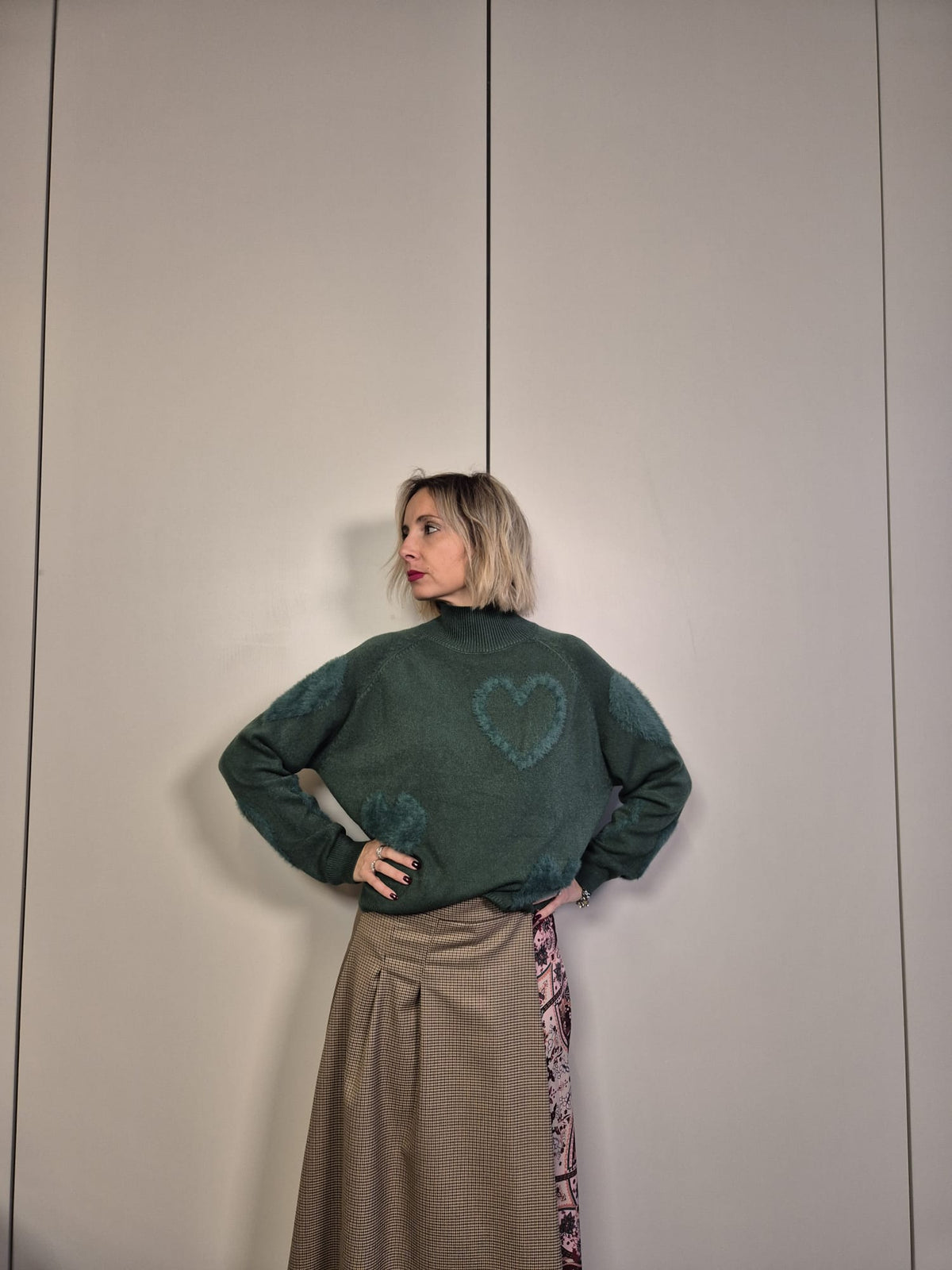 Maglia over cuori pelliccia