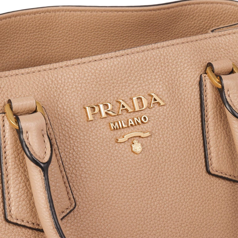 PRADA borsa beige con tracolla pelle martellata