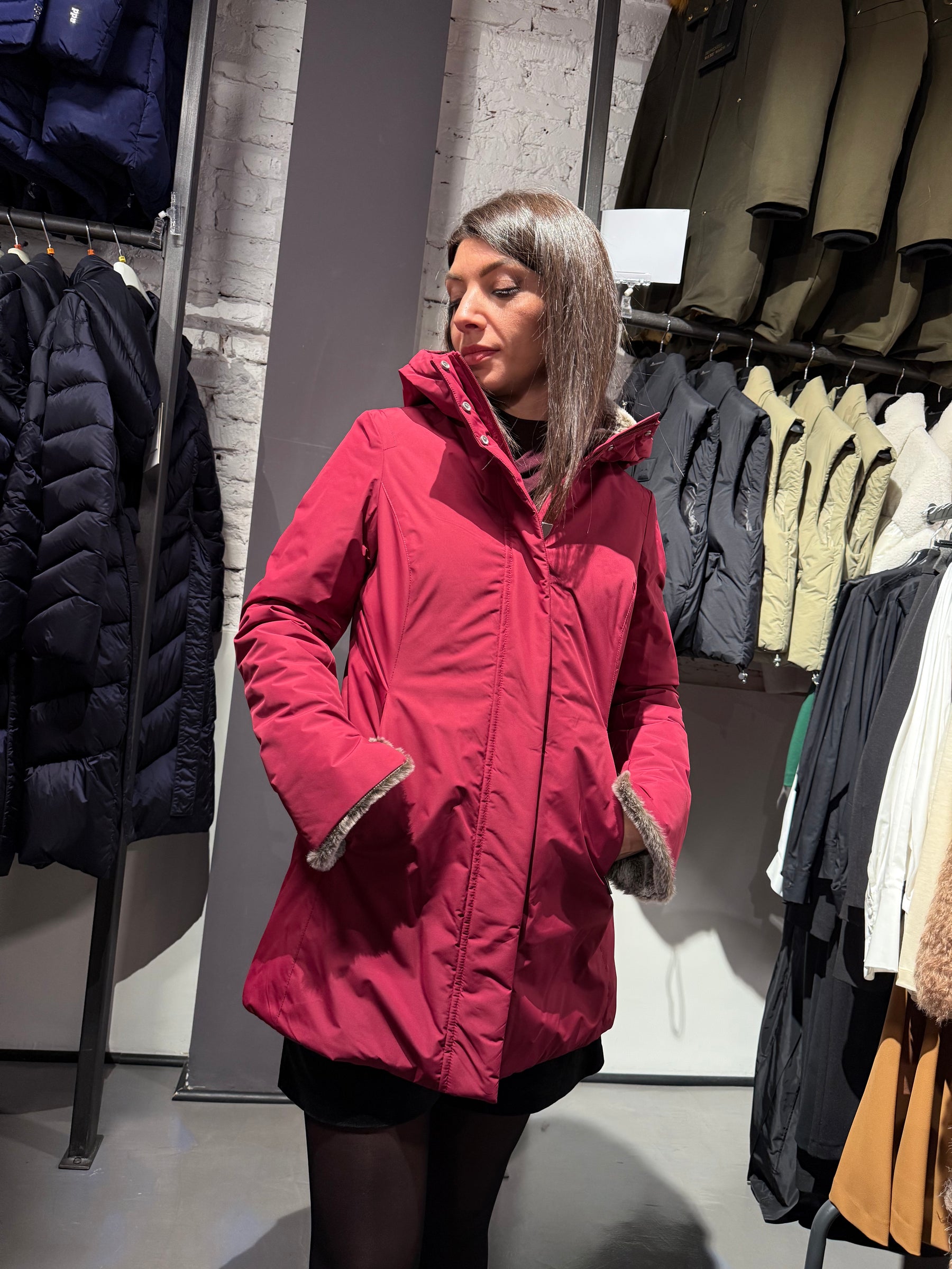 SUNS Piumuno bordeaux con eco pelliccia interna