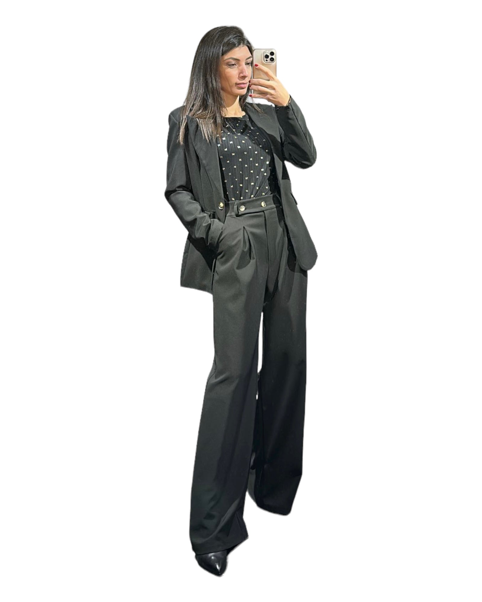 Completo nero blazer + pantaloni palazzo