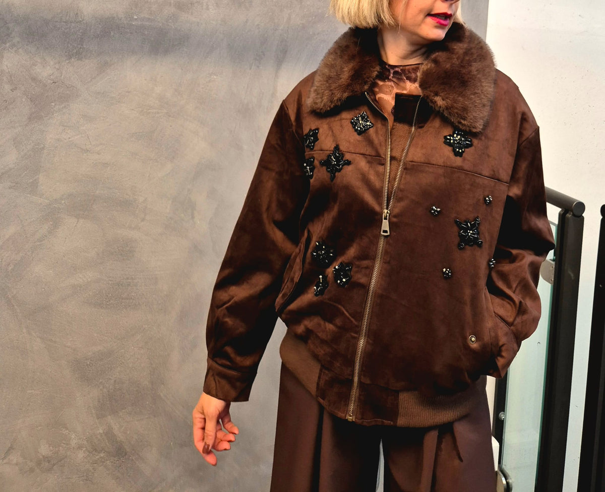 Bomber scamosciato gioiello vari colori