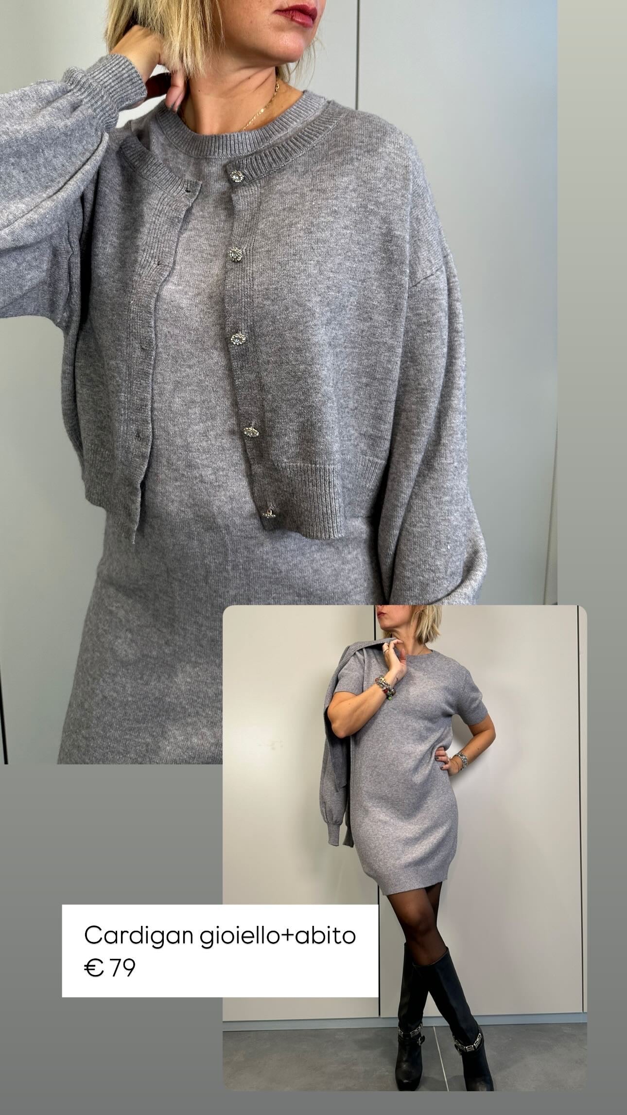 Twin Set coordinato cardigan + abito grigio