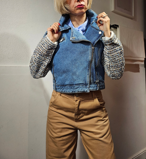 Giacca denim e tweed