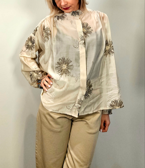 Blusa greige (beige scuro) fiori