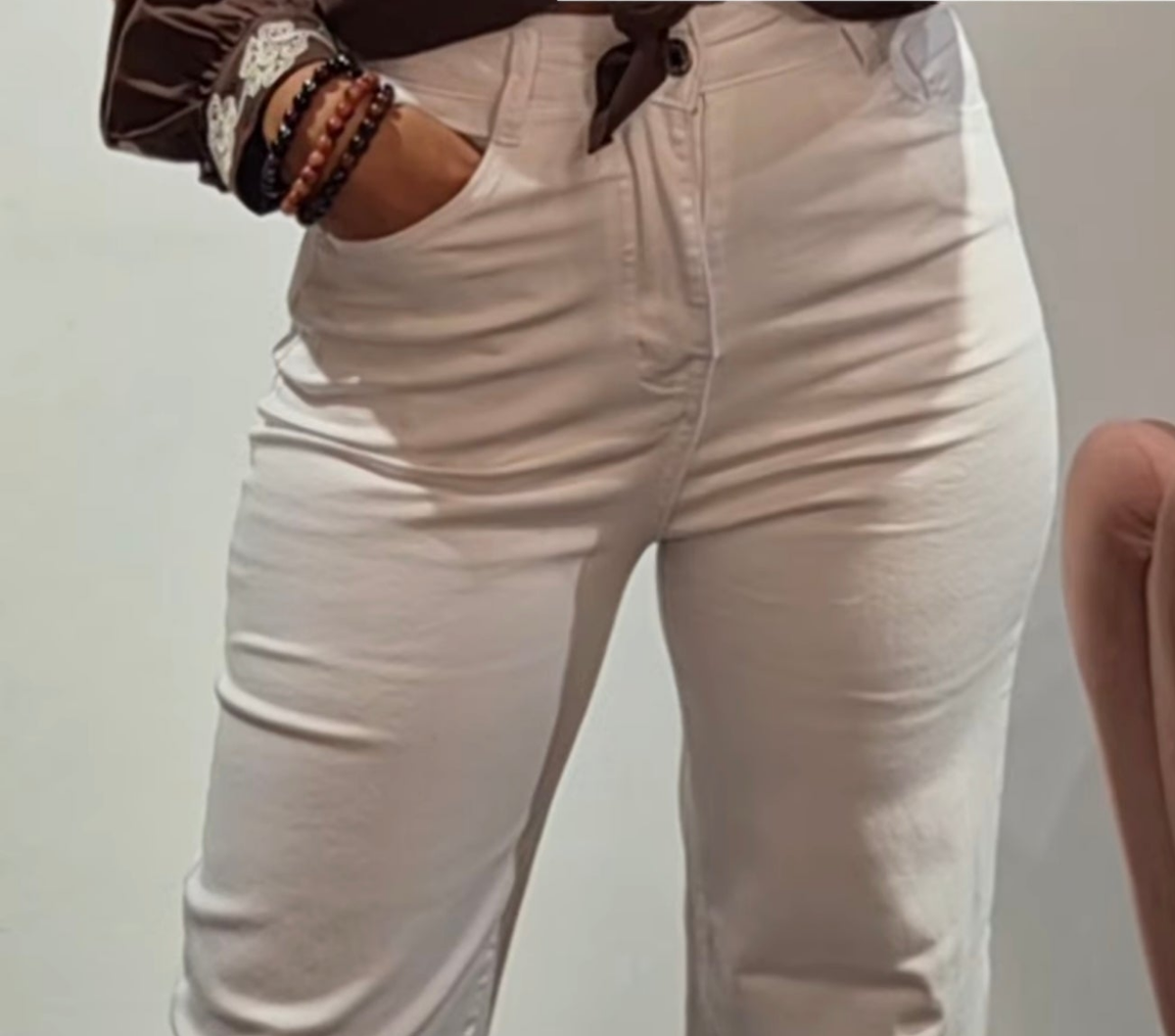 Jeans bianco vita alta