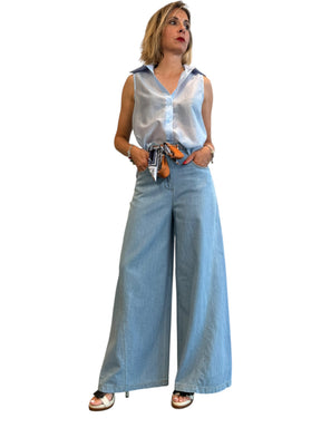 Jeans palazzo foulard incluso