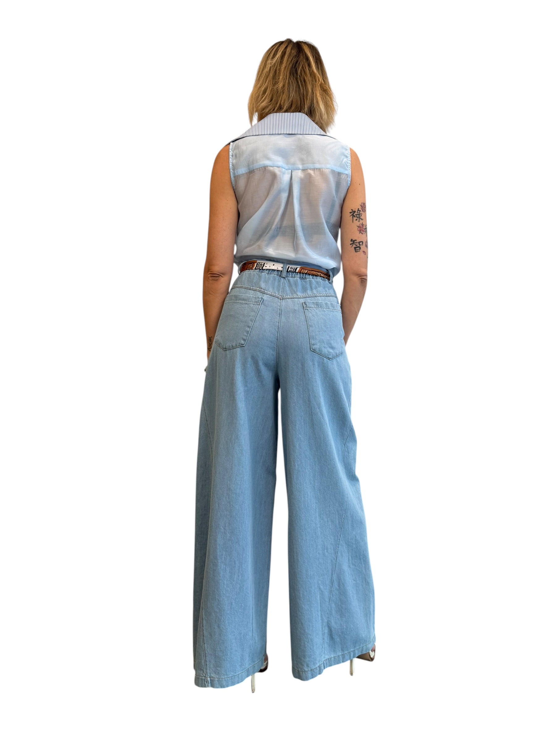 Jeans palazzo foulard incluso