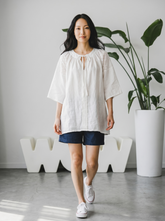 SISLEY Maxi maglia in lino col. Bianco
